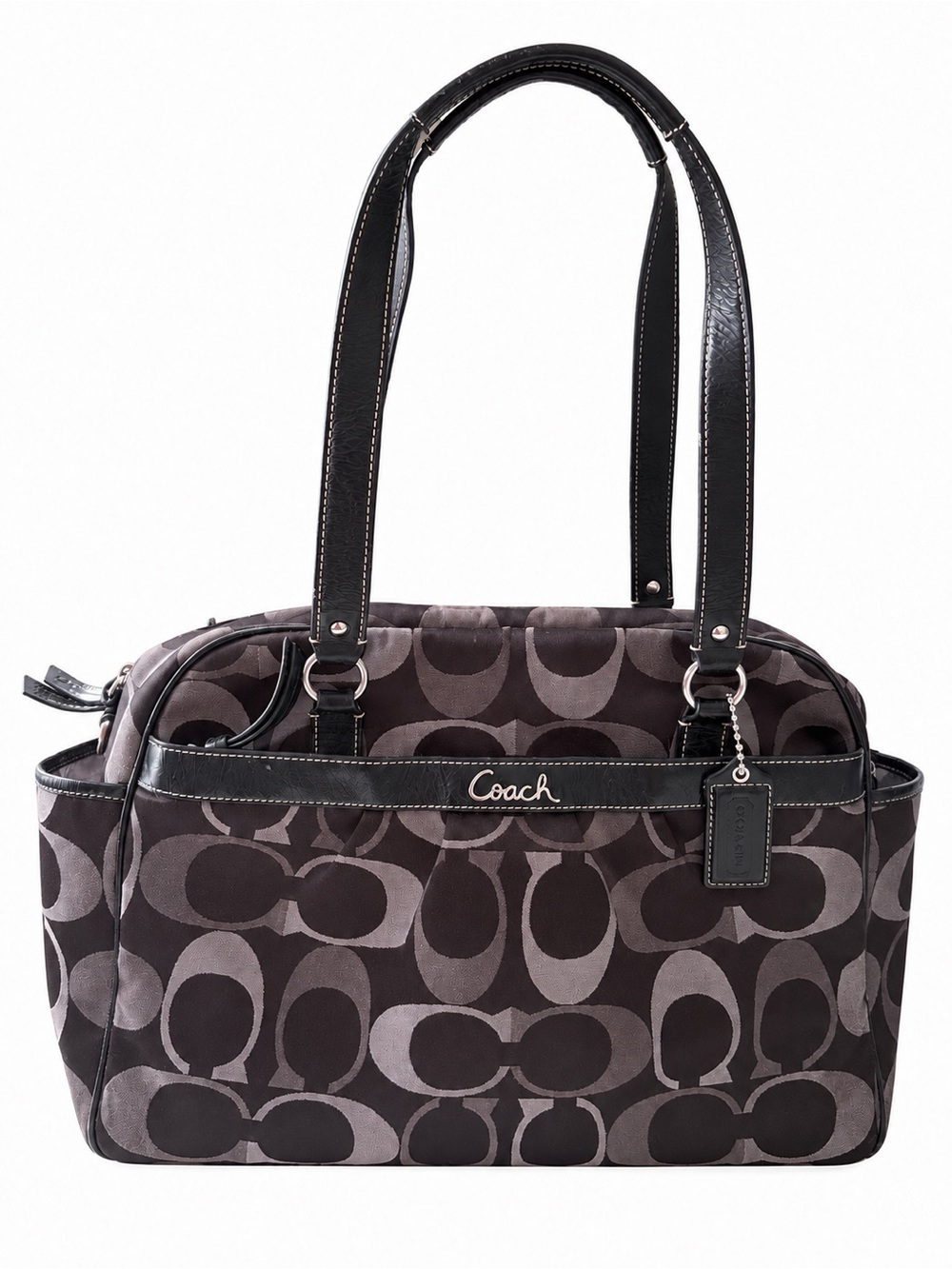 Coach Signature C Monogram Diaper Bag Black Gray Y2K Style